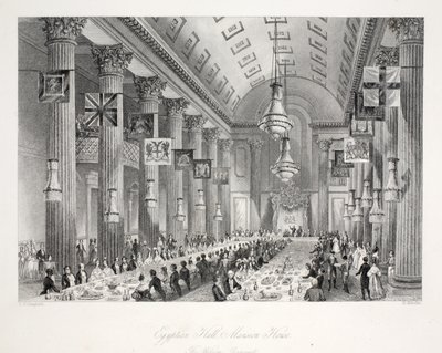 Sala Egipska, Mansion House, z pubu „London Interiors withich Costumes and Ceremonies”. Joseph Mead, Londyn, c.1843 (rycina stalowa) autorstwa Thomas Hosmer Shepherd