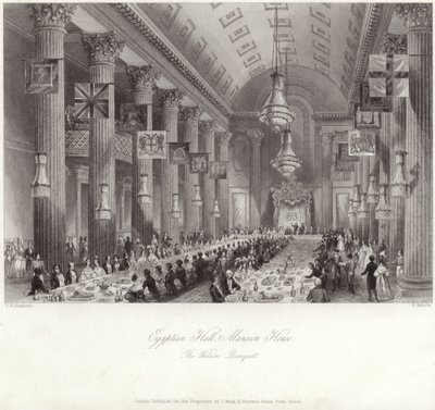 Sala Egipska w Mansion House podczas bankietu Wilsona autorstwa Thomas Hosmer Shepherd