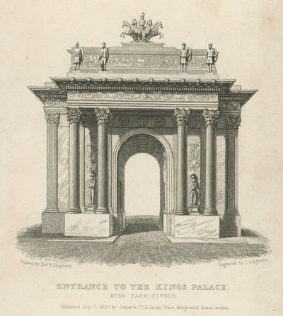 Wejście do Pałacu Królów, Hyde Park Corner autorstwa Thomas Hosmer Shepherd