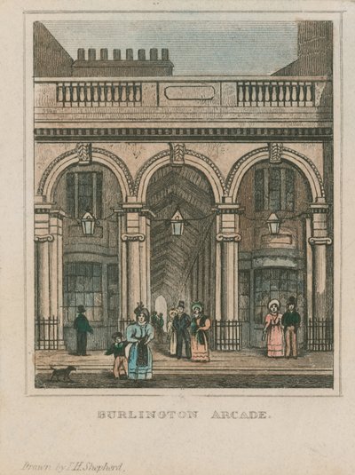 Zewnętrzny widok Burlington Arcade autorstwa Thomas Hosmer Shepherd