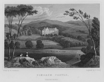 Zamek Fingask, Perthshire (grawerowanie) autorstwa Thomas Hosmer Shepherd