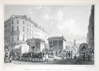 Fleet Street, z Holborn Bridge, z pubu „Londyn i okolice w XIX wieku”. Jones und Co., 1827-1829 autorstwa Thomas Hosmer Shepherd