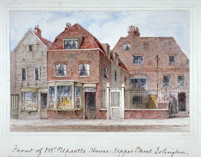 Widok z przodu domu pana Upcotta, Upper Street, Islington, Londyn, ok. 1835 r. autorstwa Thomas Hosmer Shepherd
