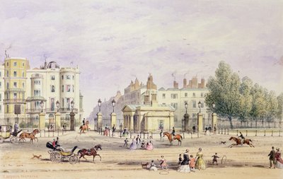 Grosvenor Gate i New Lodge, 1851 r. autorstwa Thomas Hosmer Shepherd