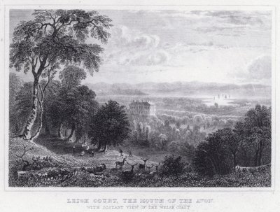 Leigh Court, ujście Avon, z odległym widokiem na walijskie wybrzeże (rycina) autorstwa Thomas Hosmer Shepherd
