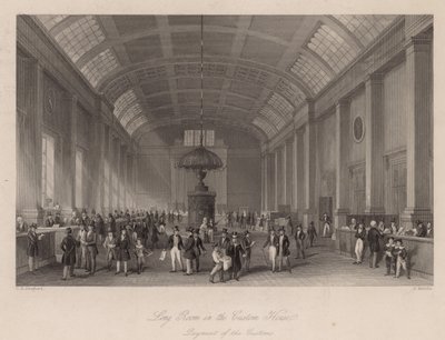 Long Room w Urzędzie Celnym w Londynie na opłacenie cła autorstwa Thomas Hosmer Shepherd