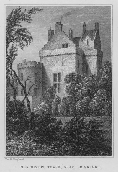 Merchiston Tower, niedaleko Edynburga (rycina) autorstwa Thomas Hosmer Shepherd