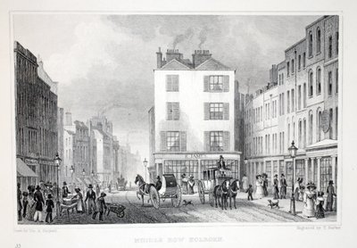 Middle Row, Holborn, z pubu „Londyn i jego okolice w XIX wieku”. Jones und Co., 1827-1829 autorstwa Thomas Hosmer Shepherd