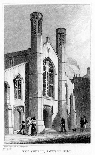 New Church, Saffron Hill, Camden, Londyn, XIX wiek. autorstwa Thomas Hosmer Shepherd