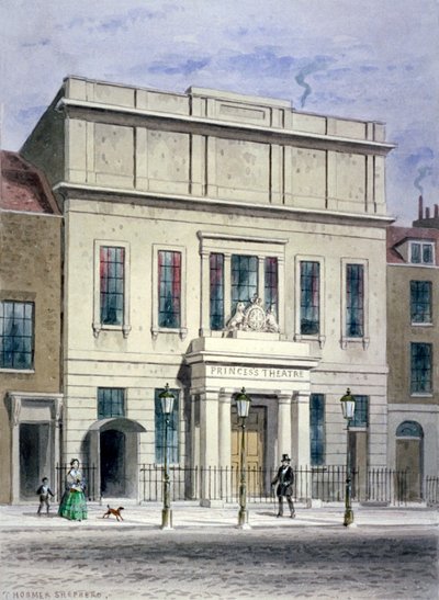 Północny front Teatru Księżniczki na Eastcastle Street, St Marylebone, Londyn, c1830 autorstwa Thomas Hosmer Shepherd