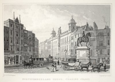 Northumberland House, Strand, z pubu „Londyn i jego okolice w XIX wieku”. Jones und Co., 1827-1829 autorstwa Thomas Hosmer Shepherd