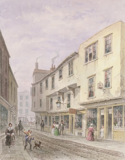Stary dom przy wjeździe na Leather Lane, 1857 r. autorstwa Thomas Hosmer Shepherd