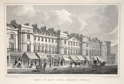 Część East Side, Regent Street, z pubu „Londyn i jego okolice w XIX wieku”. Jones und Co., 1827-1829 autorstwa Thomas Hosmer Shepherd
