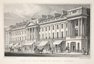 Część East Side of Regent Street, z pubu „Londyn i jego okolice w XIX wieku”. Jones und Co., 1827-1829 autorstwa Thomas Hosmer Shepherd