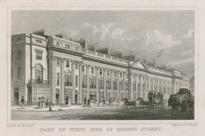 Część zachodniej strony Regent Street, Londyn autorstwa Thomas Hosmer Shepherd