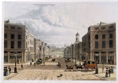 Regent Street, z Piccadilly, ryt. J. Bluck (fl.1791-1831), wyd. 1822 przez „Repozytorium Sztuki” Ackermanna (akwatinta) autorstwa Thomas Hosmer Shepherd