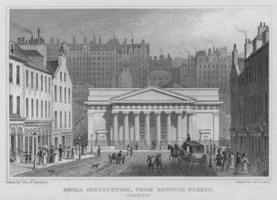 Royal Institution, od Hanover Street, Edynburg (grawerowanie) autorstwa Thomas Hosmer Shepherd