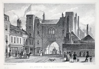 St Johns Gate, Clerkenwell, z pubu „Londyn i jego okolice w XIX wieku”. Jones und Co., 1827-1829 autorstwa Thomas Hosmer Shepherd