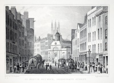 St Martin Outwich, Bishopsgate Street, z Londynu i okolic w pubie z XIX wieku. Jones und Co., 1827-1829 autorstwa Thomas Hosmer Shepherd