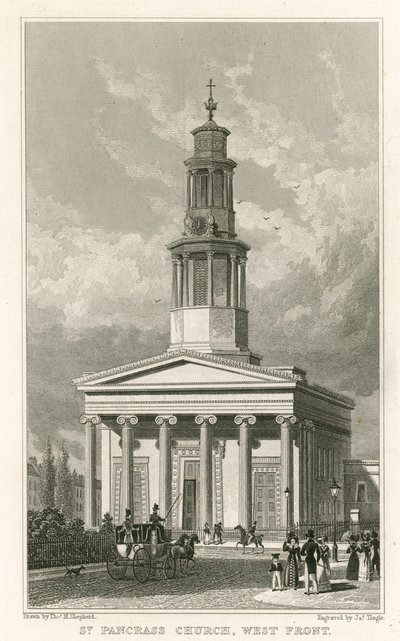 Kościół św. Pancrasa, front zachodni autorstwa Thomas Hosmer Shepherd