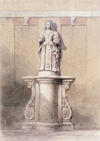 Statua królowej Anny na wschodnim krańcu Queen Square, 1851 autorstwa Thomas Hosmer Shepherd