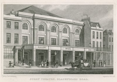 Surrey Theatre, Blackfriars Road, Londyn (grawerowanie) autorstwa Thomas Hosmer Shepherd
