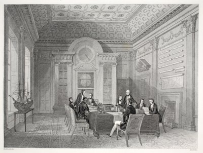 Sala Posiedzeń Admiralicji, z pubu „London Interiors with your Costumes and Ceremonies”. Joseph Mead, Londyn, c.1843 (rycina stalowa) autorstwa Thomas Hosmer Shepherd