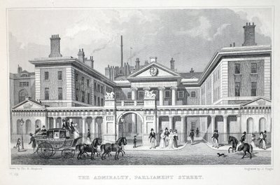 Admiralty, Parliament Street, z pubu „Londyn i jego okolice w XIX wieku”. Jones und Co., 1827-1829 autorstwa Thomas Hosmer Shepherd