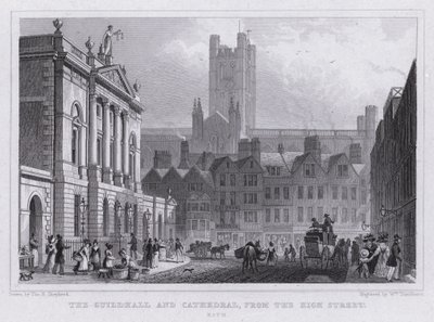 Guildhall i Katedra, od High Street, Bath (rycina) autorstwa Thomas Hosmer Shepherd