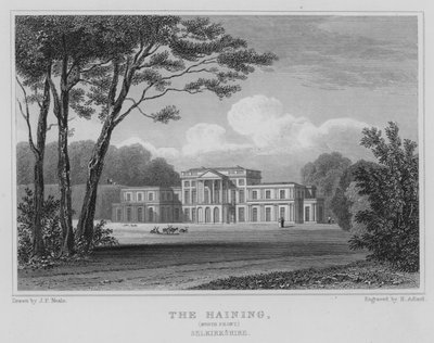 Haining, Front Północny, Selkirkshire (grawerowanie) autorstwa Thomas Hosmer Shepherd