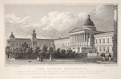 Uniwersytet Londyński, z pubu „Londyn i jego okolice w XIX wieku”. Jones und Co., 1827-1829 autorstwa Thomas Hosmer Shepherd
