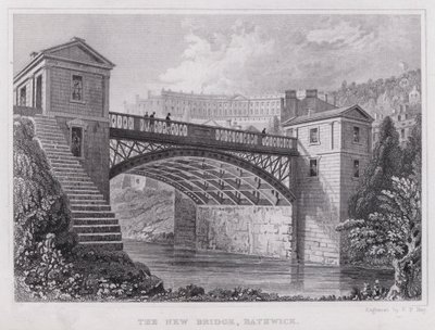 Nowy most, Bathwick (grawerowanie) autorstwa Thomas Hosmer Shepherd