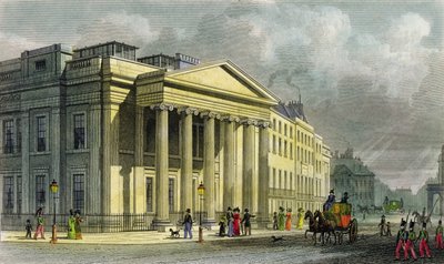The New College of Physicians, Pall Mall, East, grawerowane przez Thomasa Barbera (1768-1843) (kolorowe grawerowanie) autorstwa Thomas Hosmer Shepherd