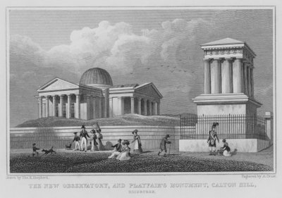 Nowe Obserwatorium i Pomnik Playfair, Calton Hill, Edynburg (rycina) autorstwa Thomas Hosmer Shepherd