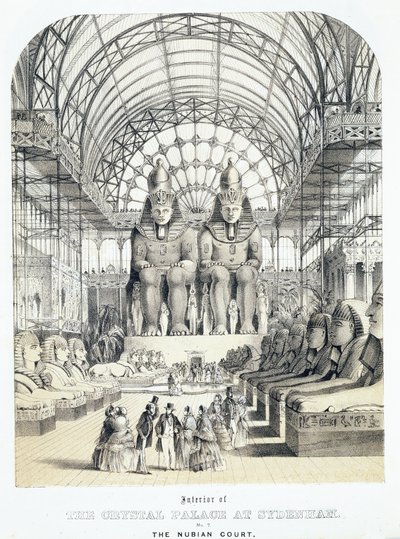 Dwór Nubijski w Pałacu Kryształowym w Sydenham, c.1851-1855 (akwatinta) autorstwa Thomas Hosmer Shepherd