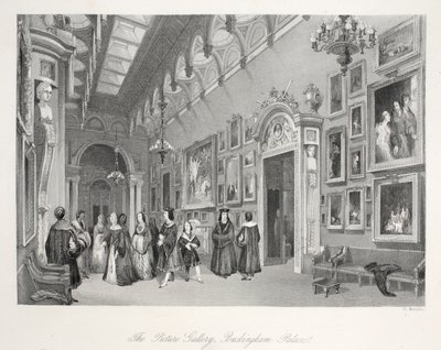 Galeria Obrazów w Pałacu Buckingham, z pubu „London Interiors withich Costumes and Ceremonies”. Joseph Mead, Londyn, c.1843 (rycina stalowa) autorstwa Thomas Hosmer Shepherd
