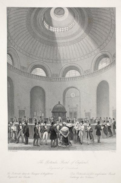 Rotunda w Banku Anglii, z pubu „London Interiors withich Costumes and Ceremonies”. Joseph Mead, Londyn, c.1843 (rycina stalowa) autorstwa Thomas Hosmer Shepherd