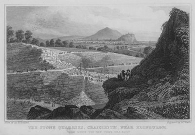 Kamieniołomy, Craigleith, niedaleko Edynburga (grawerowanie) autorstwa Thomas Hosmer Shepherd