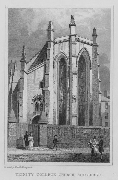 Kościół Trinity College w Edynburgu (grafika) autorstwa Thomas Hosmer Shepherd