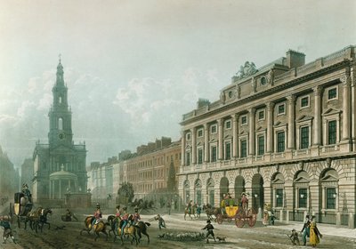 Widok Somerset House, od strony Strand, ryt. J. Bluck (fl.1791-1831), wyd. 1819 przez „Repozytorium Sztuki” Ackermanna (akwatinta) autorstwa Thomas Hosmer Shepherd