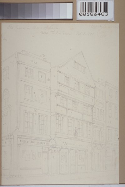 Widok starych domów na Chancery Lane, 1853 autorstwa Thomas Hosmer Shepherd