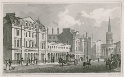 Zachodnia strona Langham Place, Marylebone, Londyn, w tym kościół All Souls autorstwa Thomas Hosmer Shepherd