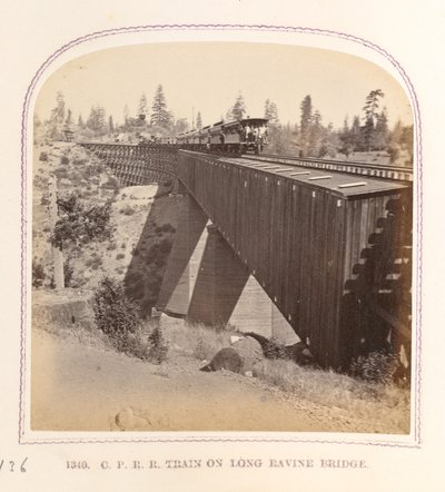 Pociąg na moście Long Ravine autorstwa Thomas Houseworth