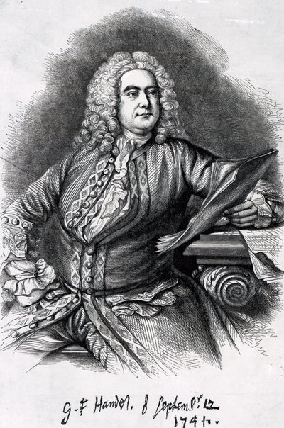 George Frederick Handel, 1749 (mezzotinta) autorstwa Thomas Hudson