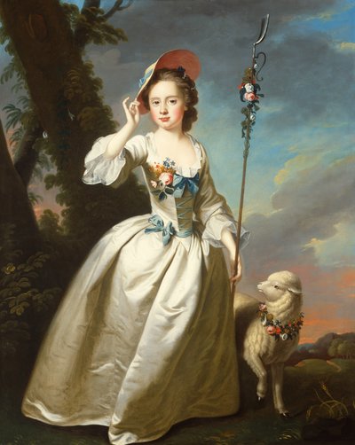 Portret młodej damy jako pasterki (olej na płótnie) autorstwa Thomas Hudson