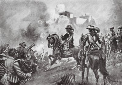 Francesco Morosini bombardujący Partenon autorstwa Thomas Hutchison Peddie