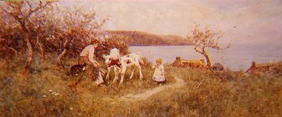 Karmienie cieląt autorstwa Thomas James Lloyd