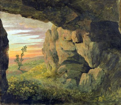 Jaskinia w pobliżu św. Agnieszki bez Porta Pia (olej na papierze) autorstwa Thomas Jones