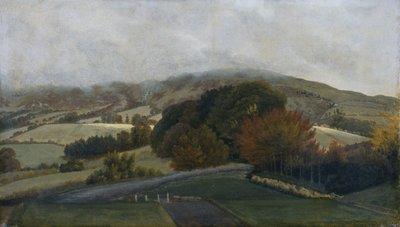 Góry Carneddau z Pencerrig, ok. 1776 (olej na papierze na płótnie) autorstwa Thomas Jones