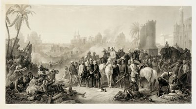 Ulga w Lucknow i Triumfalne spotkanie Havelocka, Outrama i Sir Colina Campbella, 1862 autorstwa Thomas Jones Barker